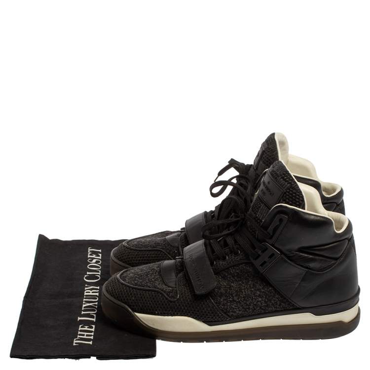 Pre Owned Louis Vuitton Black Leather And Mesh Trailblazer High Top Sneakers Size 41.5