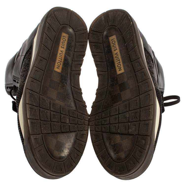 Pre Owned Louis Vuitton Black Leather And Mesh Trailblazer High Top Sneakers Size 41.5