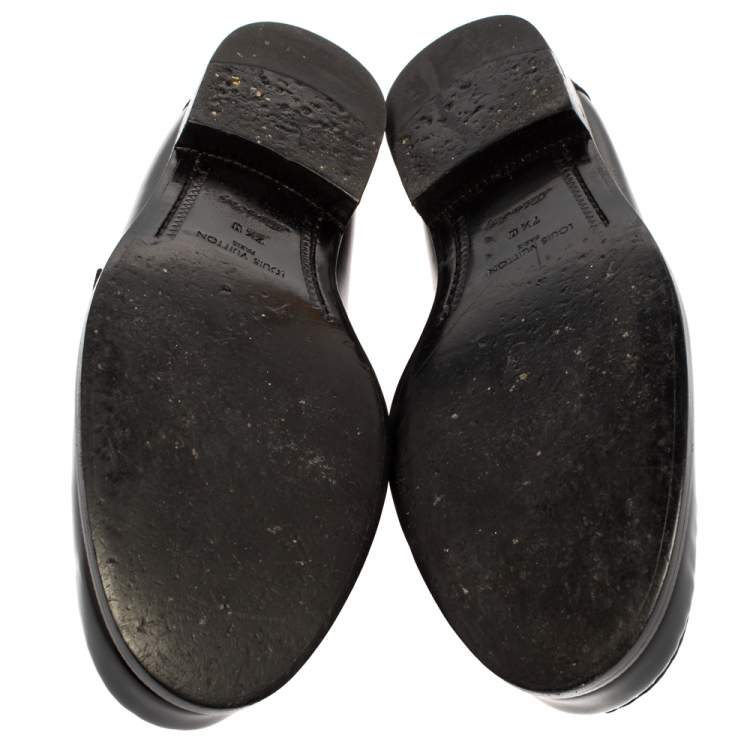 Pre Owned Louis Vuitton Black Leather Major Slip On Loafers Size 41.5