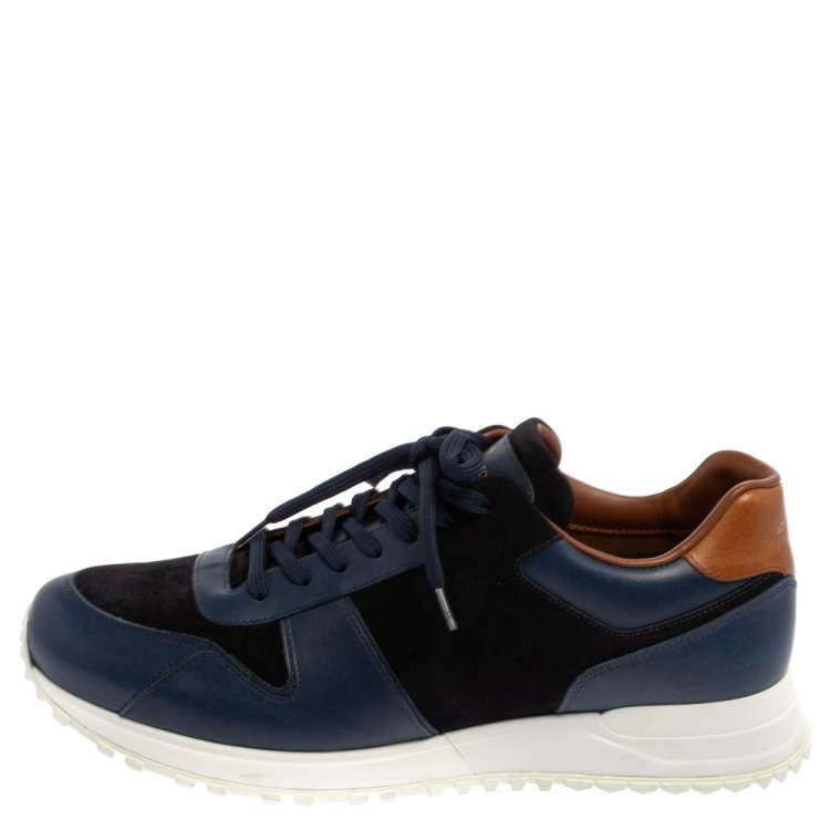 Pre Owned Louis Vuitton Blue Suede And Leather Run Away Sneakers Size 41.5