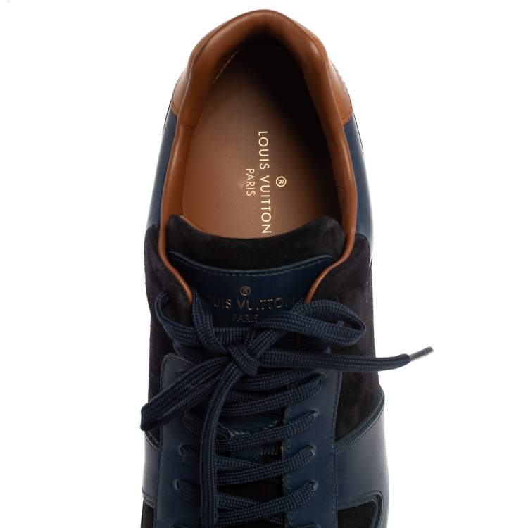 Pre Owned Louis Vuitton Blue Suede And Leather Run Away Sneakers Size 41.5