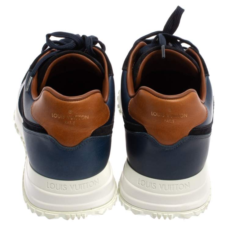 Pre Owned Louis Vuitton Blue Suede And Leather Run Away Sneakers Size 41.5