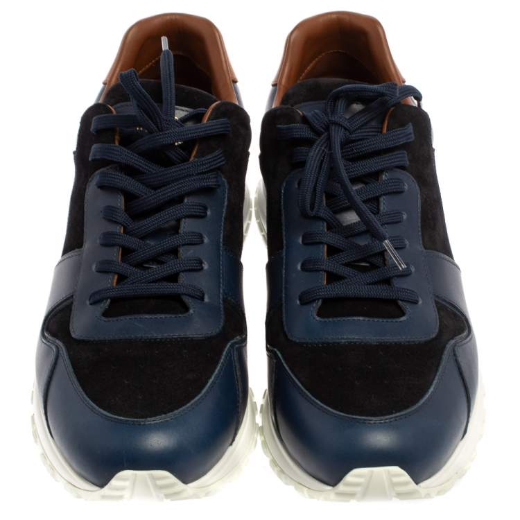Pre Owned Louis Vuitton Blue Suede And Leather Run Away Sneakers Size 41.5