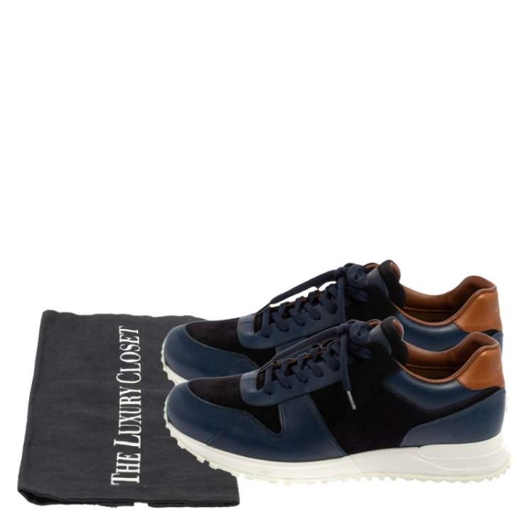 Pre Owned Louis Vuitton Blue Suede And Leather Run Away Sneakers Size 41.5