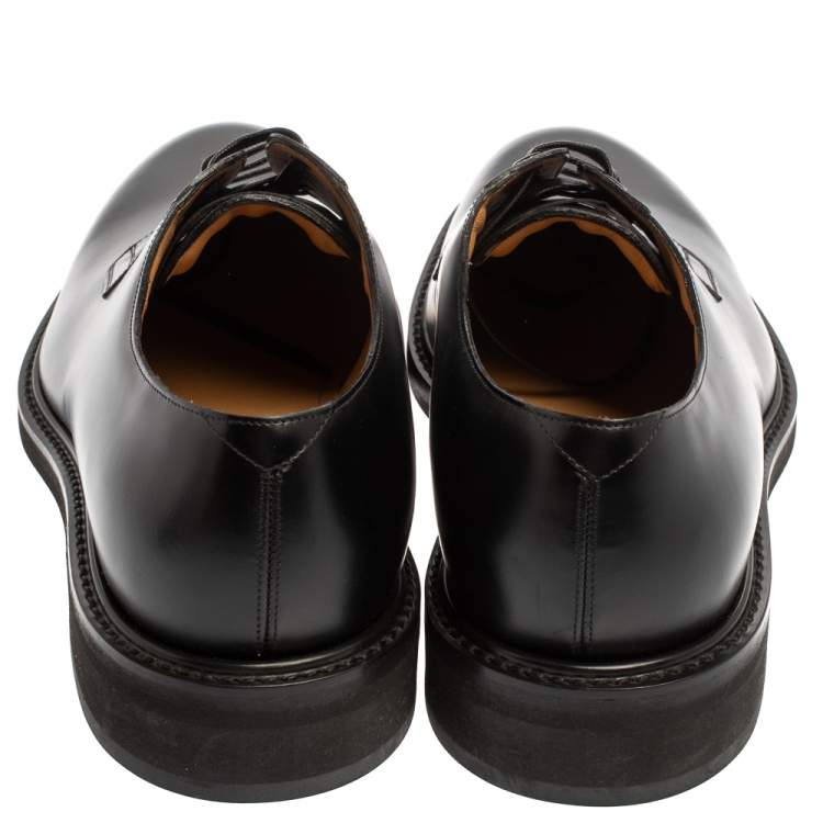 Pre Owned Louis Vuitton Black Leather Lace Up Loafers Size 41.5