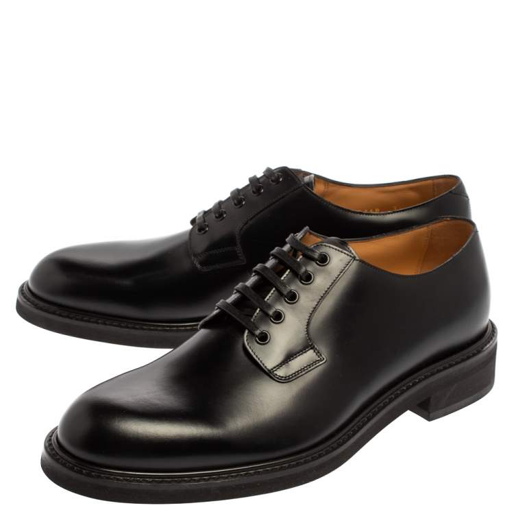Pre Owned Louis Vuitton Black Leather Lace Up Loafers Size 41.5