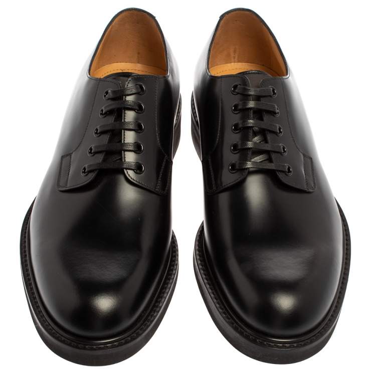 Pre Owned Louis Vuitton Black Leather Lace Up Loafers Size 41.5