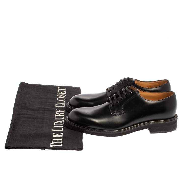 Pre Owned Louis Vuitton Black Leather Lace Up Loafers Size 41.5