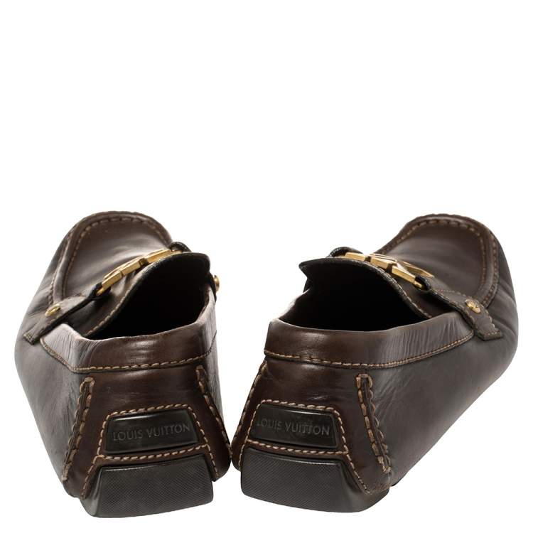 Pre Owned Louis Vuitton Brown Leather Monte Carlo Moccasins Size 44