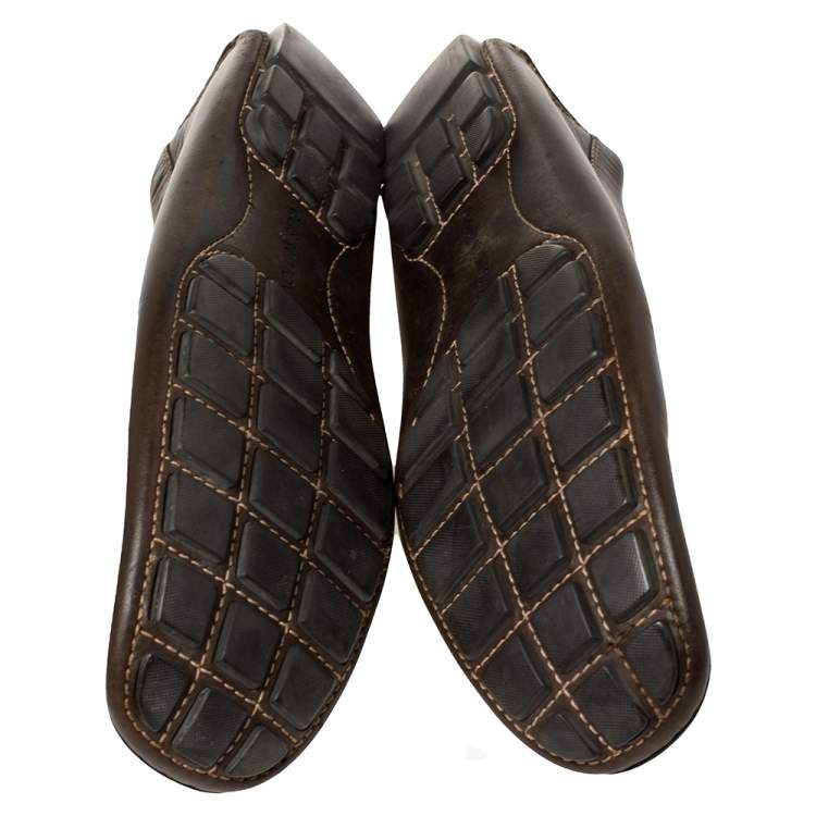 Pre Owned Louis Vuitton Brown Leather Monte Carlo Moccasins Size 44