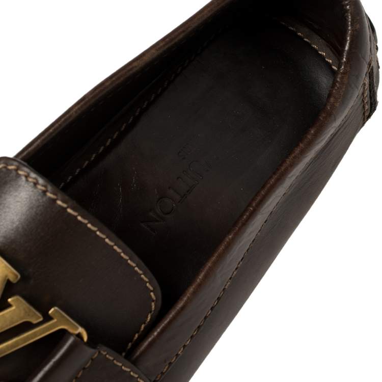 Pre Owned Louis Vuitton Brown Leather Monte Carlo Moccasins Size 44