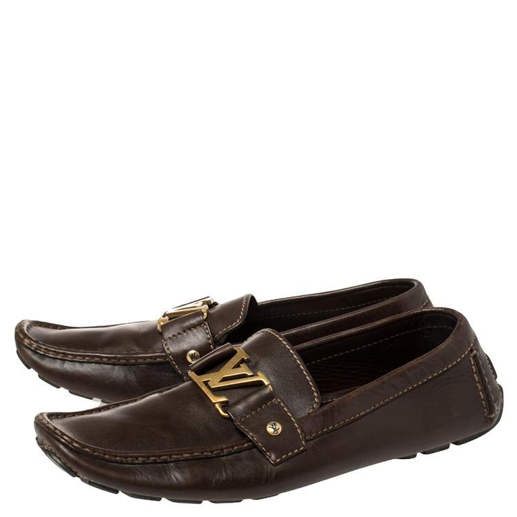 Pre Owned Louis Vuitton Brown Leather Monte Carlo Moccasins Size 44