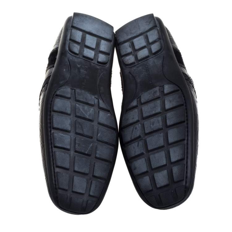 Pre Owned Louis Vuitton Black Crocodile, Calf Hair and Leather Loafer Size 41