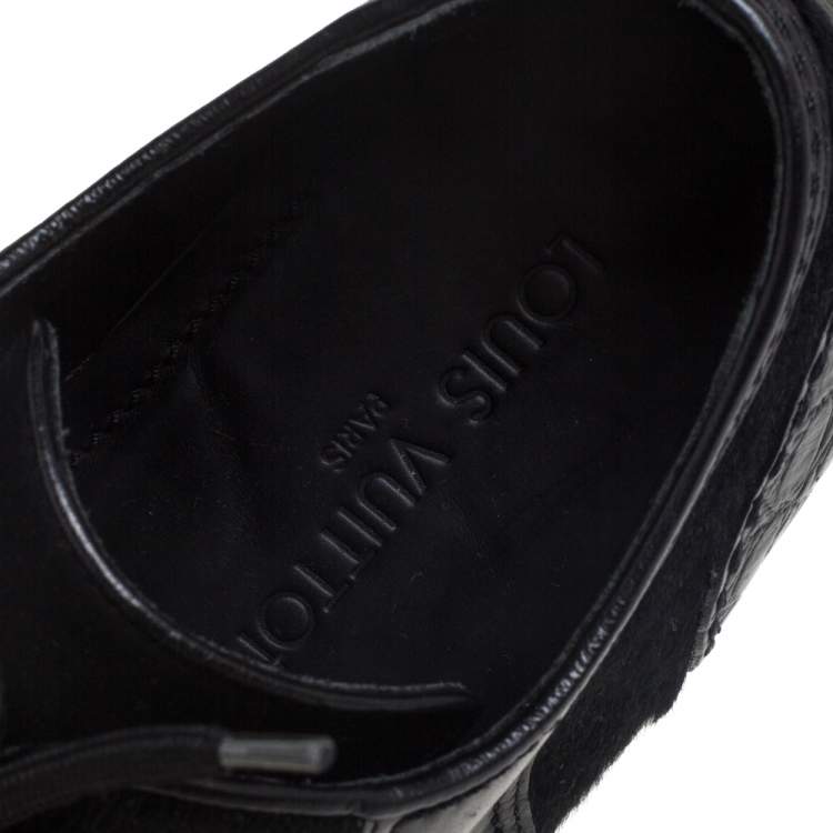 Pre Owned Louis Vuitton Black Crocodile, Calf Hair and Leather Loafer Size 41