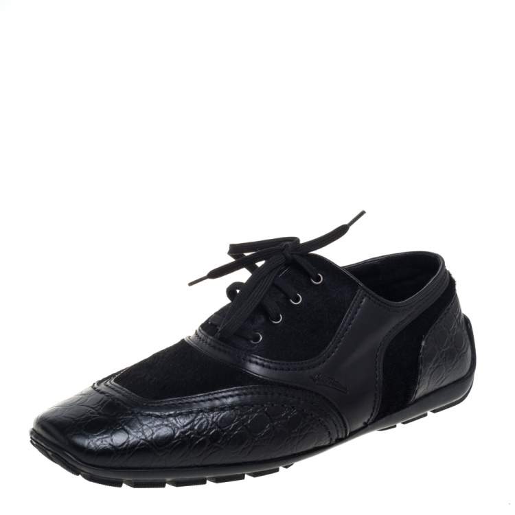Pre Owned Louis Vuitton Black Crocodile, Calf Hair and Leather Loafer Size 41