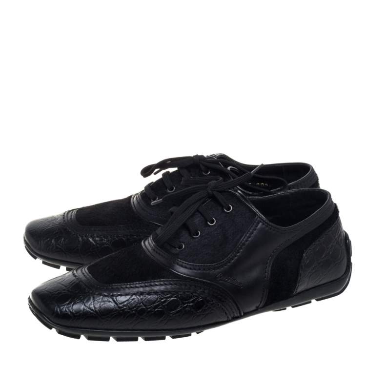 Pre Owned Louis Vuitton Black Crocodile, Calf Hair and Leather Loafer Size 41
