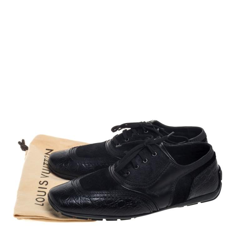 Pre Owned Louis Vuitton Black Crocodile, Calf Hair and Leather Loafer Size 41