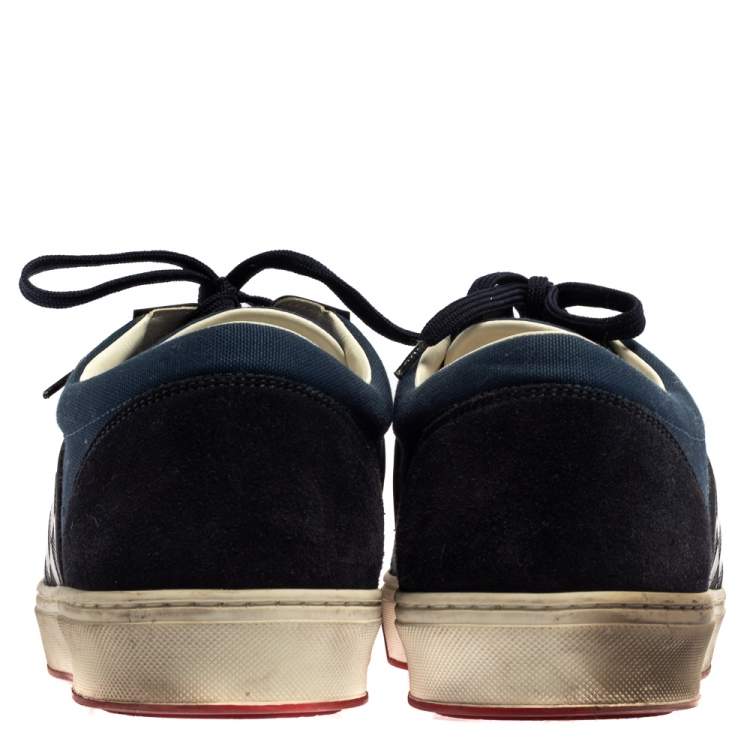 Pre Owned Louis Vuitton Blue/ Navy blue Canvas And Suede Pinball Sneaker Size 43