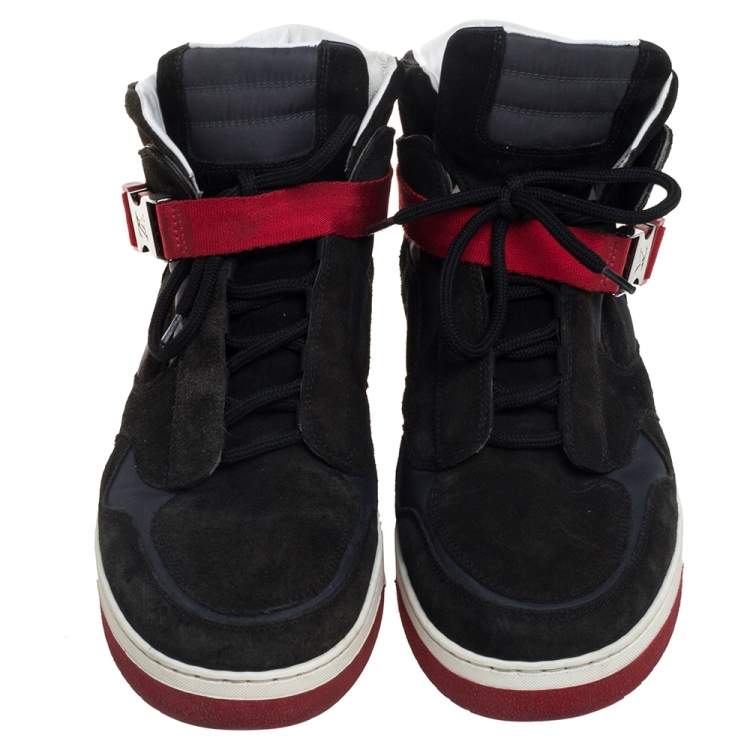 Pre Owned Louis Vuitton Black/Grey Suede And Nylon Slipstream Sneakers Size 40.5