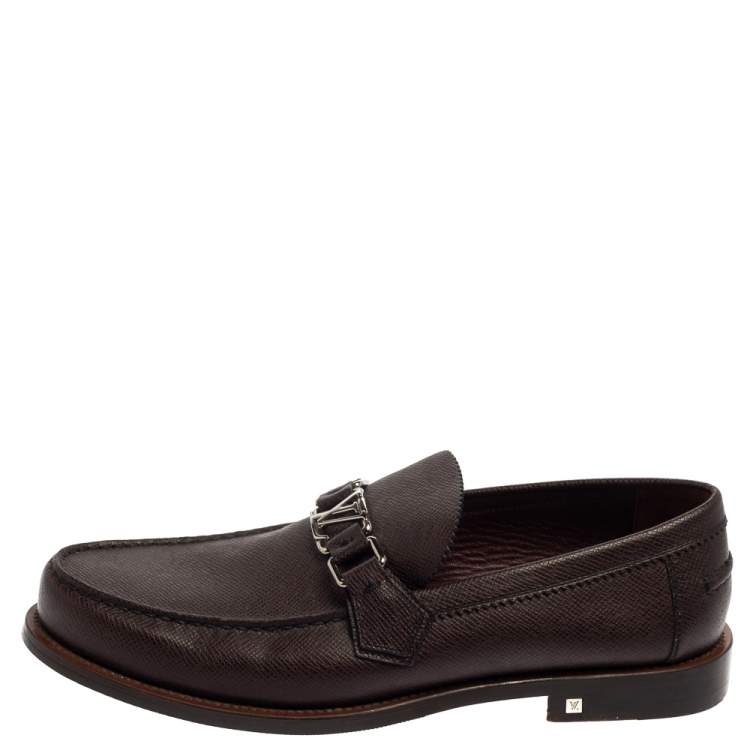 Pre Owned Louis Vuitton Burgundy Leather Major Slip On Loafers Size 42