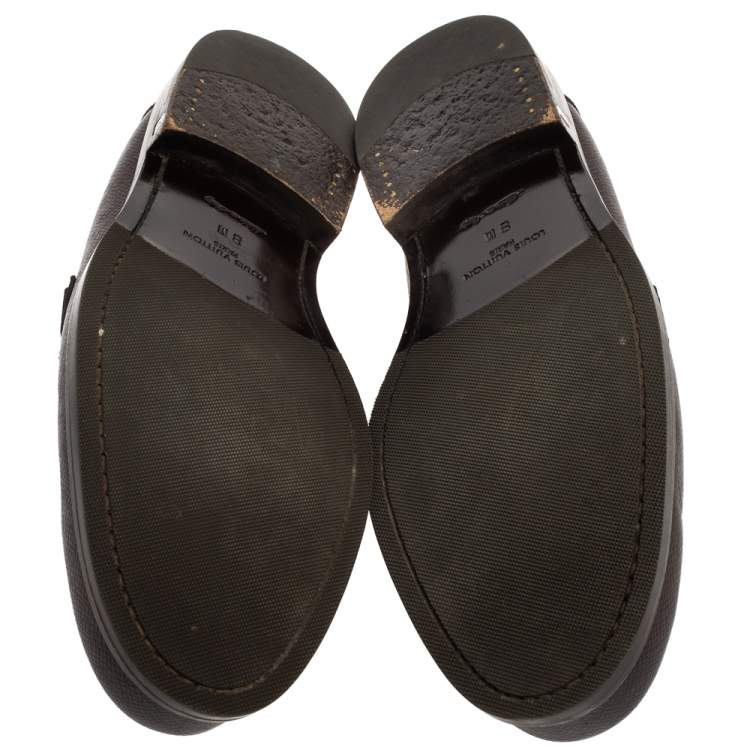 Pre Owned Louis Vuitton Burgundy Leather Major Slip On Loafers Size 42