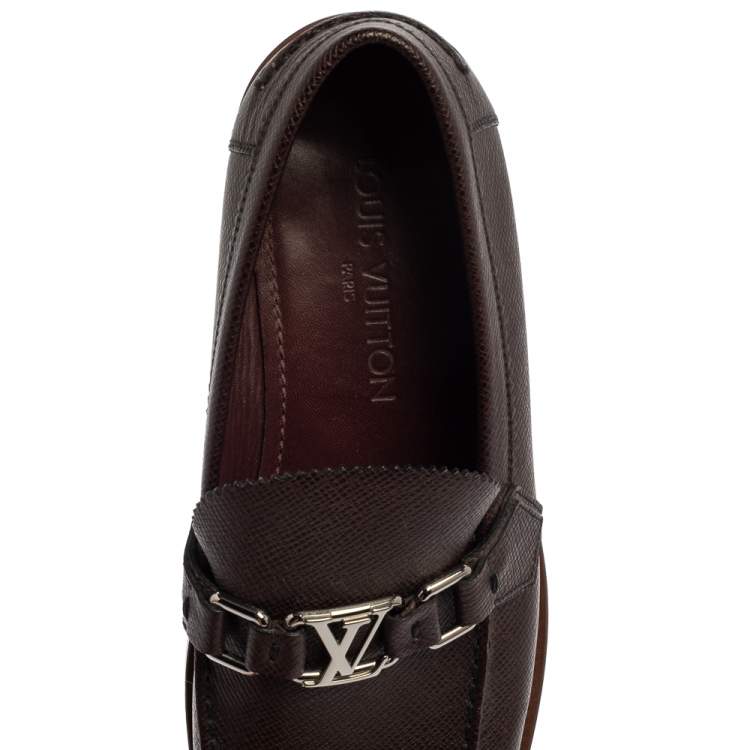 Pre Owned Louis Vuitton Burgundy Leather Major Slip On Loafers Size 42