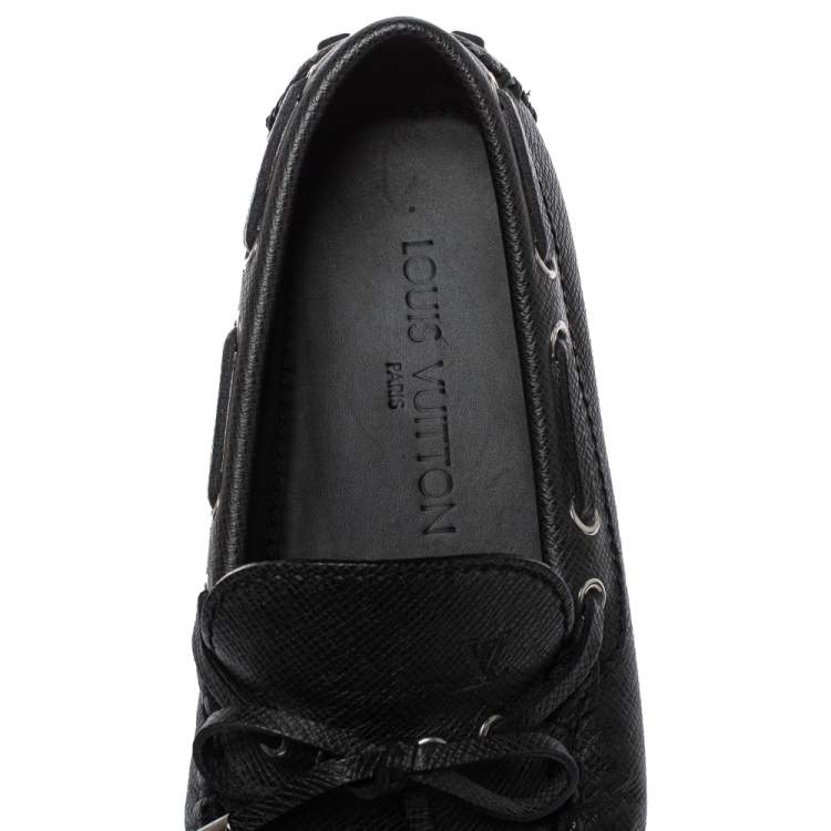 Pre Owned Louis Vuitton Black Leather Tassel Drivers Slip On Loafers Size 39