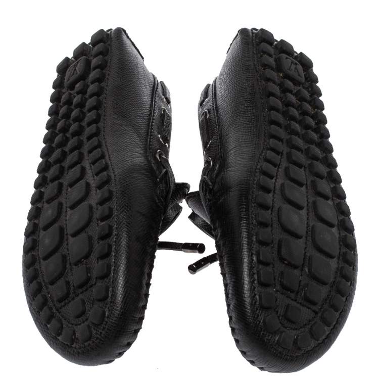 Pre Owned Louis Vuitton Black Leather Tassel Drivers Slip On Loafers Size 39