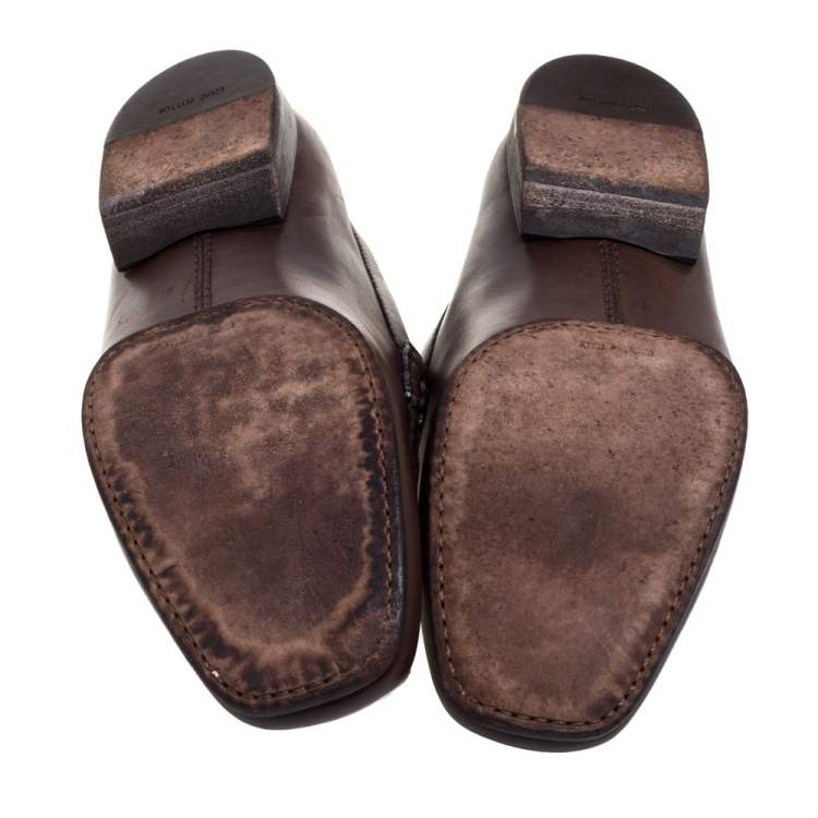 Pre Owned Louis Vuitton Brown/Beige Damier Sauvage Calf Hair And Leather Slip On Loafers Size 42