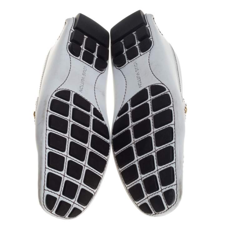 Pre Owned  Louis Vuitton White Leather Monte Carlo Loafers Size 42