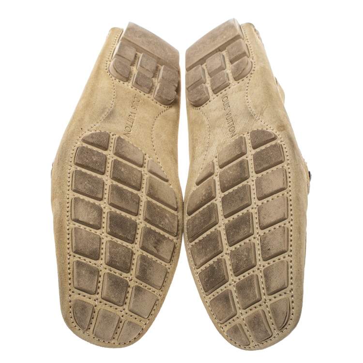 Pre Owned Louis Vuitton Beige Suede Monte Carlo Loafers Size 44.5