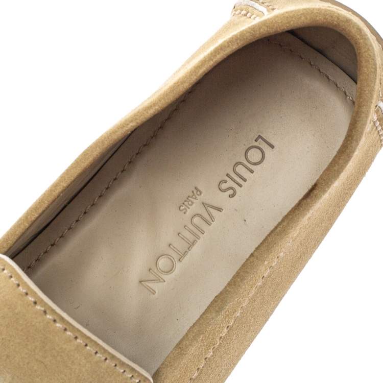 Pre Owned Louis Vuitton Beige Suede Monte Carlo Loafers Size 44.5
