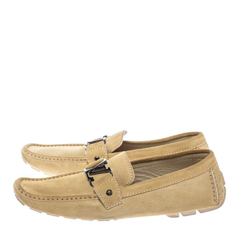Pre Owned Louis Vuitton Beige Suede Monte Carlo Loafers Size 44.5