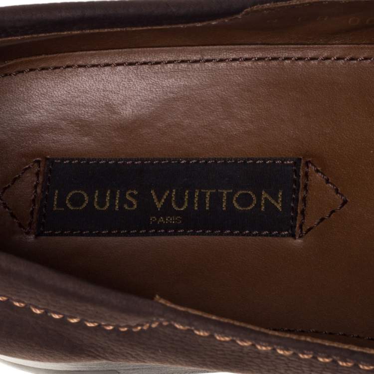 Pre Owned Louis Vuitton Vintage Brown Nubuck Slip On Loafers Size 44