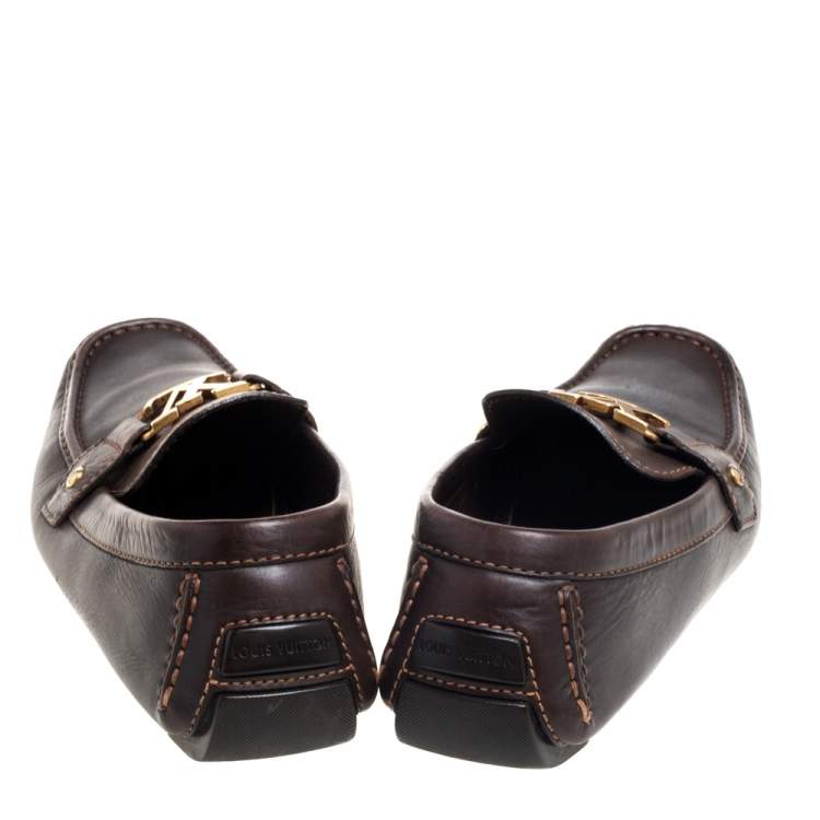 Pre Owned Louis Vuitton Brown Leather Monte Carlo Loafers Size 44