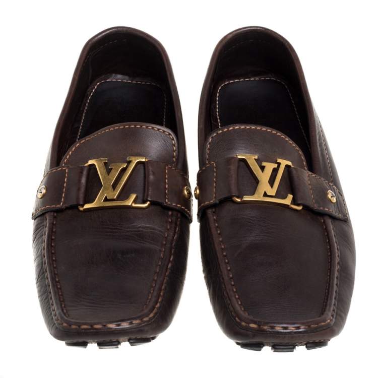 Pre Owned Louis Vuitton Brown Leather Monte Carlo Loafers Size 44