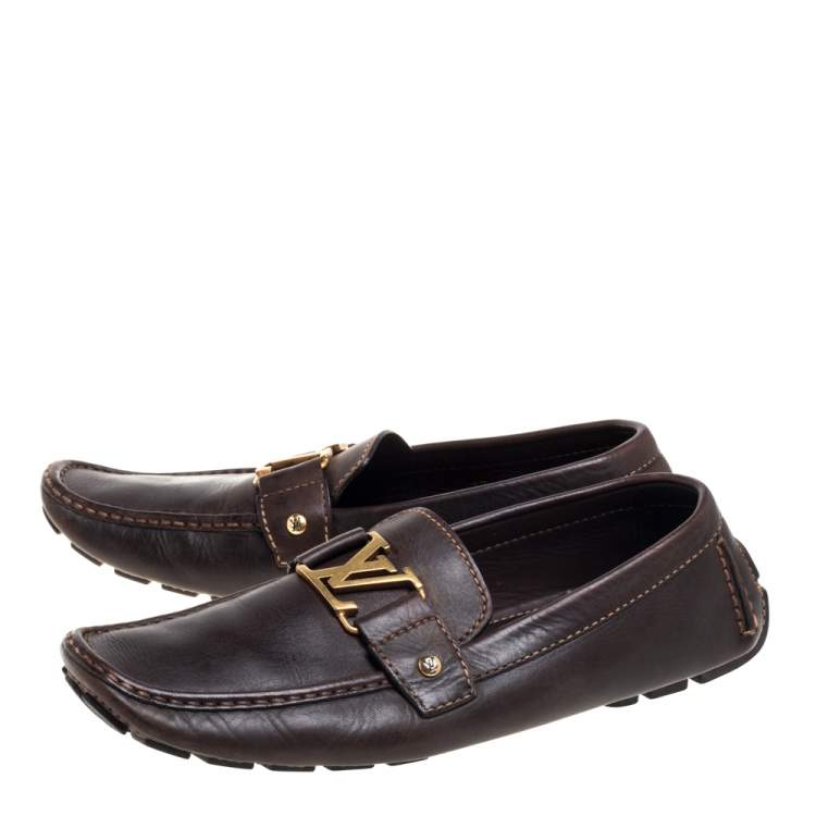 Pre Owned Louis Vuitton Brown Leather Monte Carlo Loafers Size 44
