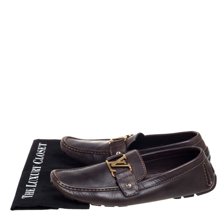 Pre Owned Louis Vuitton Brown Leather Monte Carlo Loafers Size 44
