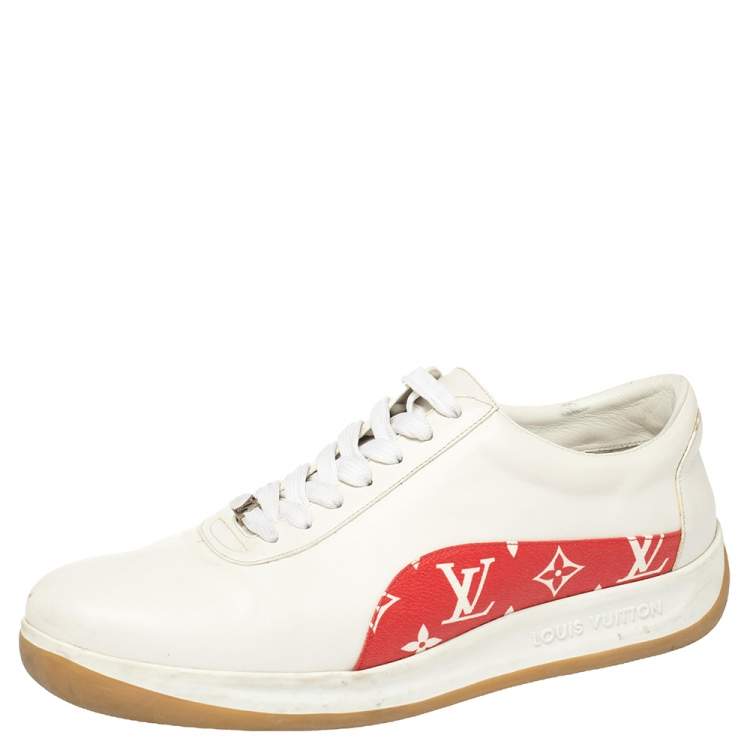 Louis Vuitton x Supreme White Leather and Monogram Canvas Trim Sport Sneakers Size 43 Louis Vuitton |