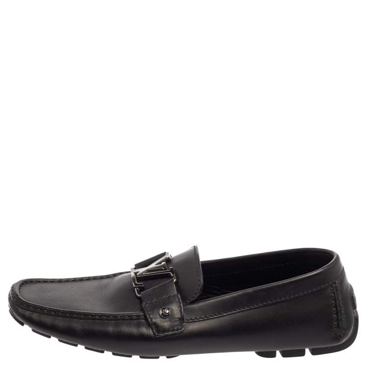 Pre Owned Louis Vuitton Black Leather Monte Carlo Loafers Size 43