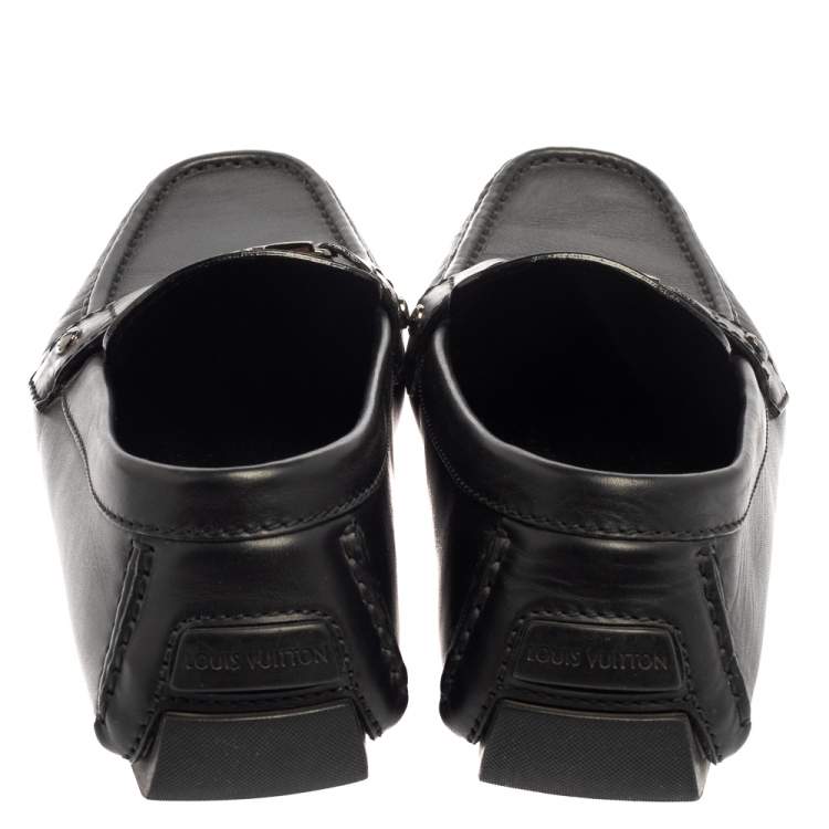 Pre Owned Louis Vuitton Black Leather Monte Carlo Loafers Size 43
