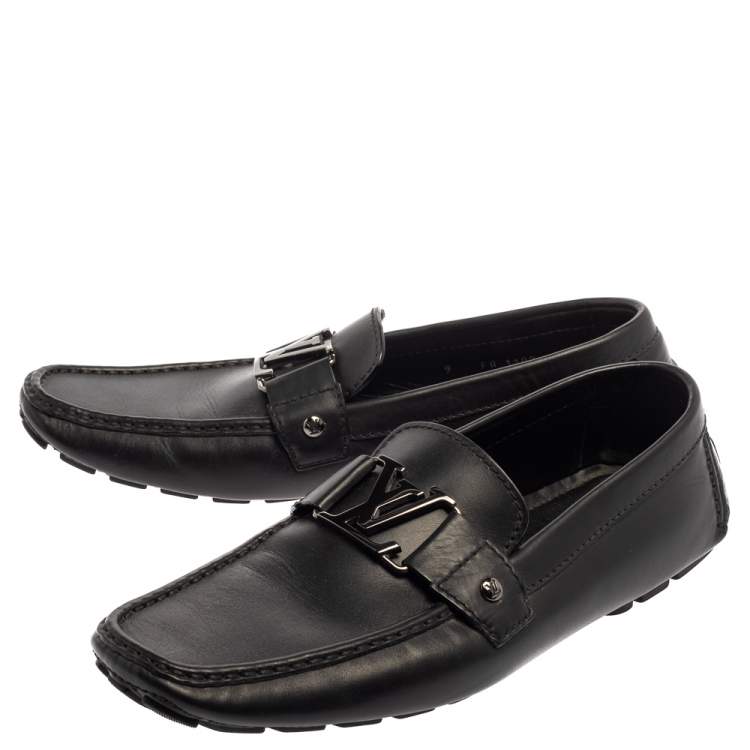 Pre Owned Louis Vuitton Black Leather Monte Carlo Loafers Size 43