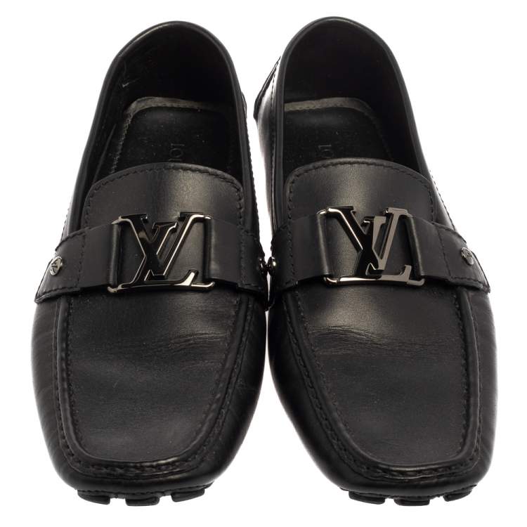 Pre Owned Louis Vuitton Black Leather Monte Carlo Loafers Size 43