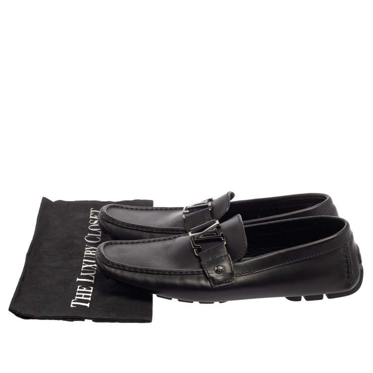 Pre Owned Louis Vuitton Black Leather Monte Carlo Loafers Size 43