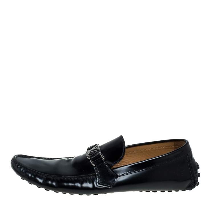 Pre Owned Louis Vuitton Black Patent Leather Hockenheim Loafer Size 44