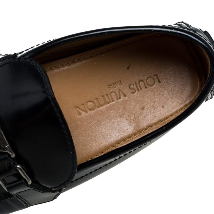 Pre Owned Louis Vuitton Black Patent Leather Hockenheim Loafer Size 44