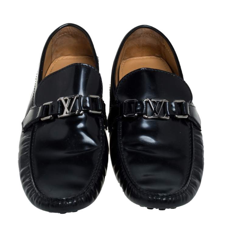 Pre Owned Louis Vuitton Black Patent Leather Hockenheim Loafer Size 44