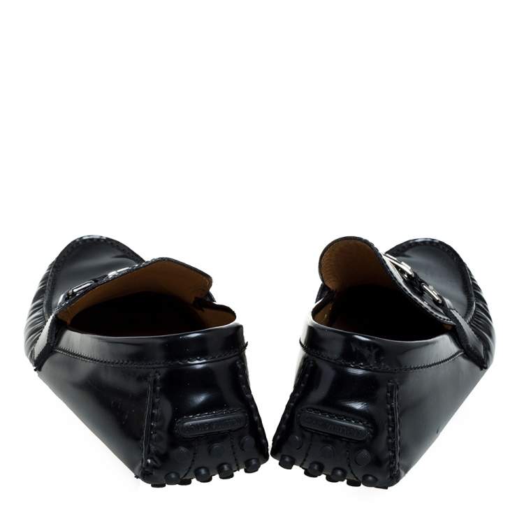 Pre Owned Louis Vuitton Black Patent Leather Hockenheim Loafer Size 44