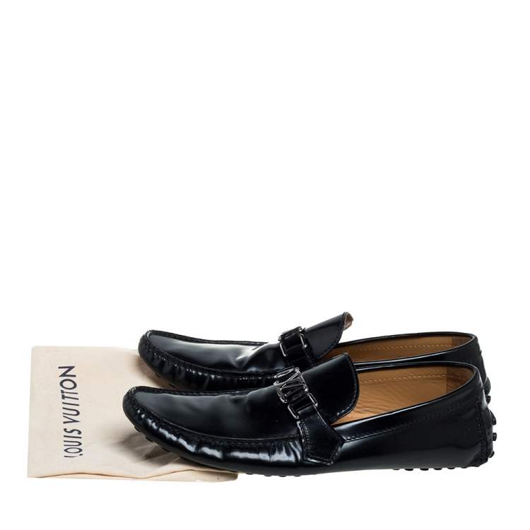Pre Owned Louis Vuitton Black Patent Leather Hockenheim Loafer Size 44