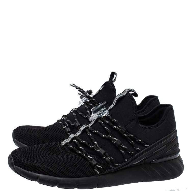 Pre Owned Louis Vuitton Black Mesh And Fabric Fastlane Lace Up Sneakers Size 44